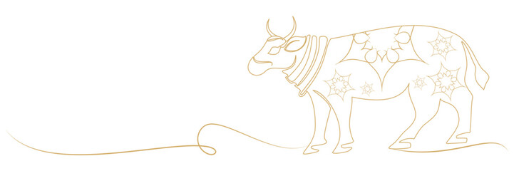 Obraz premium line art cow illustration for a janmashtami day