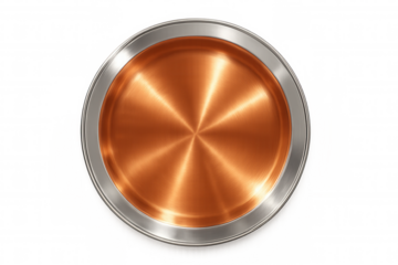 Shiny copper plate with steel frame on transparent background, perfect for presentations and mockups