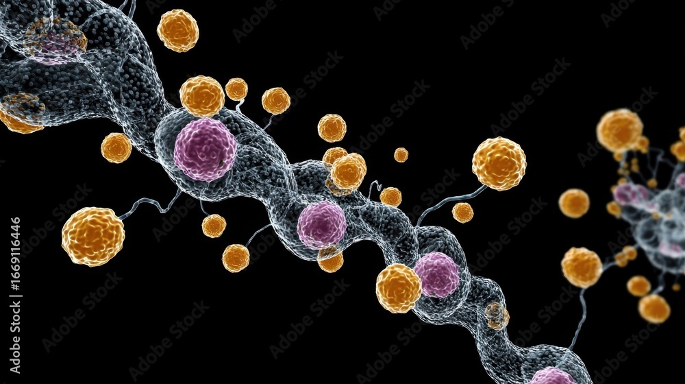 Aufkleber sequence depicting the progressive decline of intracellular atp flow causing cellular fatigue in neu
