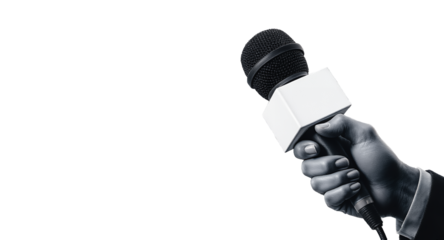 Hand Holding Microphone with Abstract Background