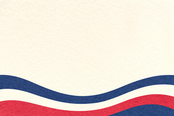 Textured cream paper background with blue, red and white wavy lines, waves and copy space for...