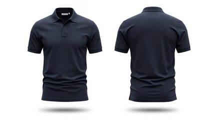 Classic black polo shirt displayed from front and back view suitable for casual and sportswear with minimalistic design and comfortable fabric