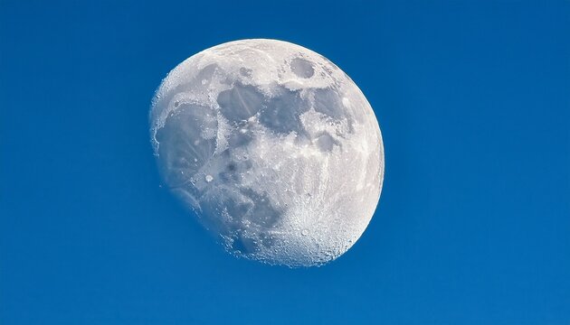 waxing gibbous moon in daytime sky a serene capture of the waxing gibbous moon gracefully suspended in the bright blue daytime sky evoking a sense of wonder and the celestial dance above