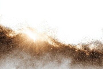Golden dust explosion, white background