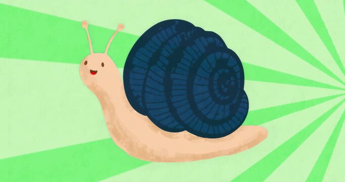 At start snail smiling then toggling mouth to neutral then smiling demonstrating expression change