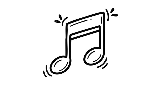 A hand-drawn musical eighth note symbol with radiating sound waves, suggesting melody and rhythm.