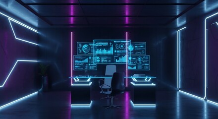 zoom background futuristic office cyberpunk style data control room