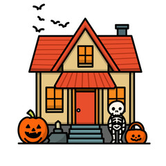 Halloween-themed house illustrations, use them for your editing materials and for posters, they are also perfect for making stickers or icons.