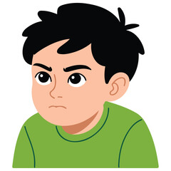 Obraz premium Little boy thinking with question bubble vector illustration