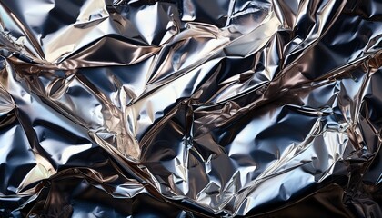 close up of crumpled metallic foil