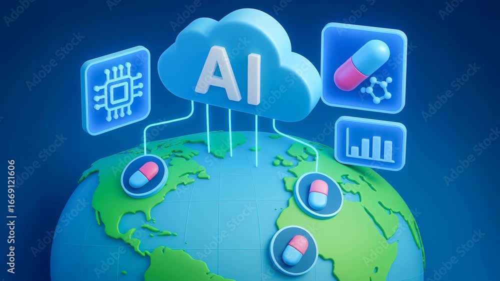 Aufkleber new drug development universe artificial intelligence transforms global healthcare with innovative t