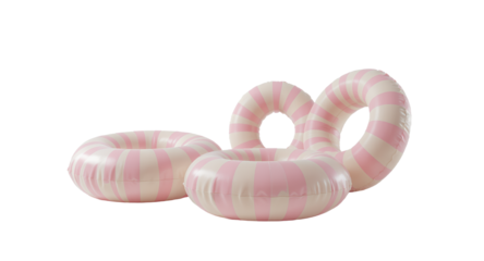 Pink and White Striped Inflatable Rings, Summer Pool Floaties, Beach Accessories, Vacation, Holiday Decorations
