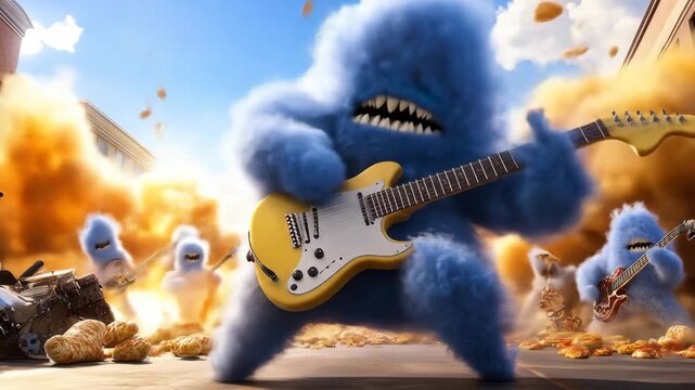 Animated creatures play instruments