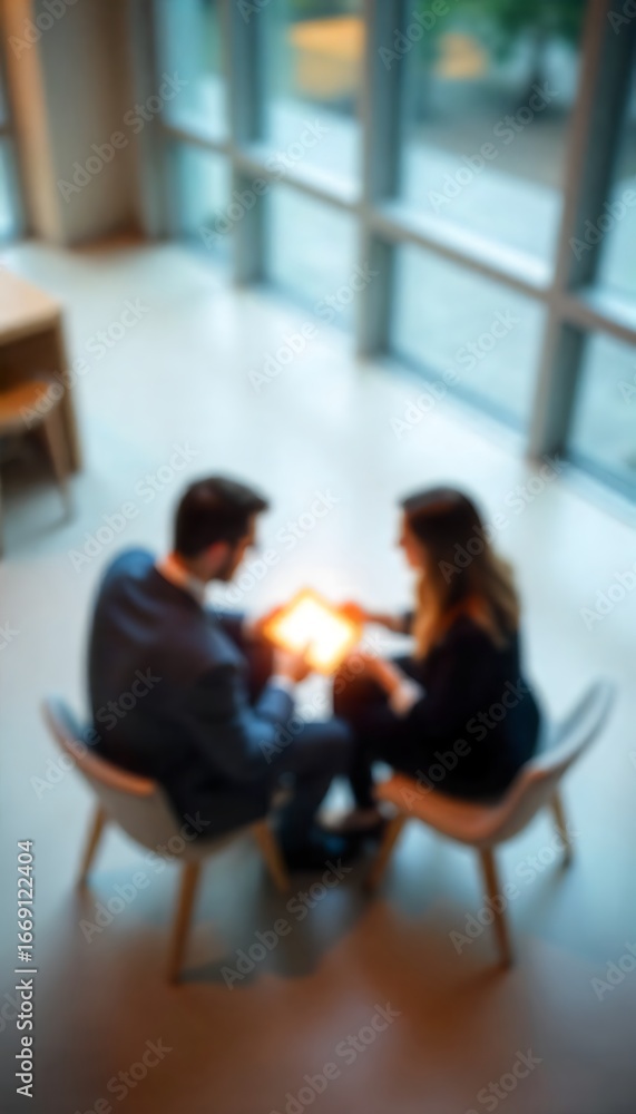 Poster Generative AI image of a couple illuminated at a table setting.