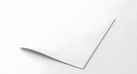 Blank white paper sheet mockup, folded, isolated on white background.
