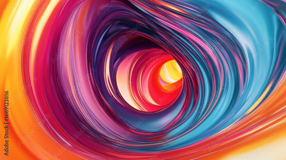 Poster vibrant abstract swirl with dynamic colors creating sense of movement and depth, showcasing blend of