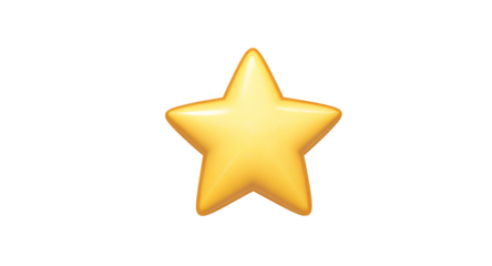Shiny Gold Star with Sparkles on White Background