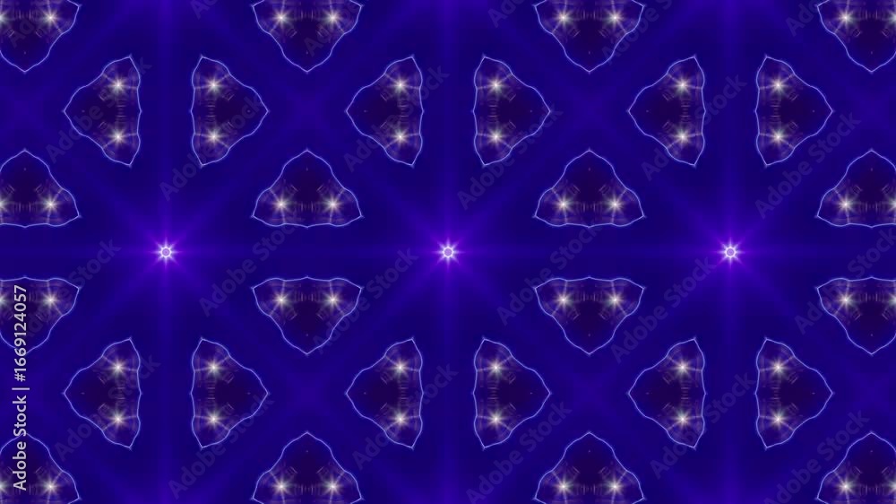 Poster seamless loop of pulsating neon blue and violet geometric pattern