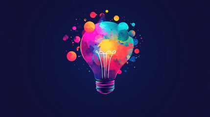 Bright and colorful light bulb illustration featuring blend of vibrant hues and abstract shapes, symbolizing creativity and innovative ideas