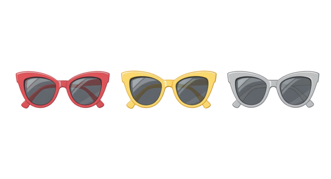 Stylish Sunglasses Collection Red, Gold, and Silver Cat Eye Frames