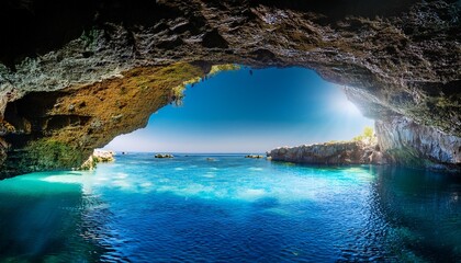 mesmerizing blue grotto with sunlit water