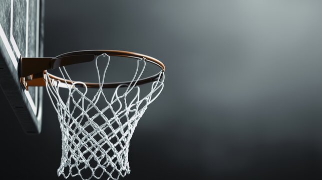 Detailed shot of a basketball hoop and net, perfect for sports themes.