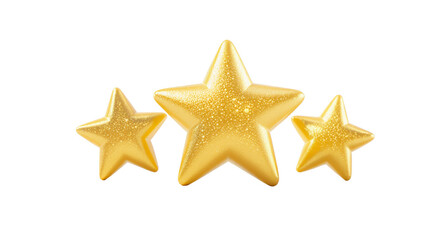 Obraz premium Three Golden Stars on Sparkling Surface Festive, Award, Rating, Celebration Concept