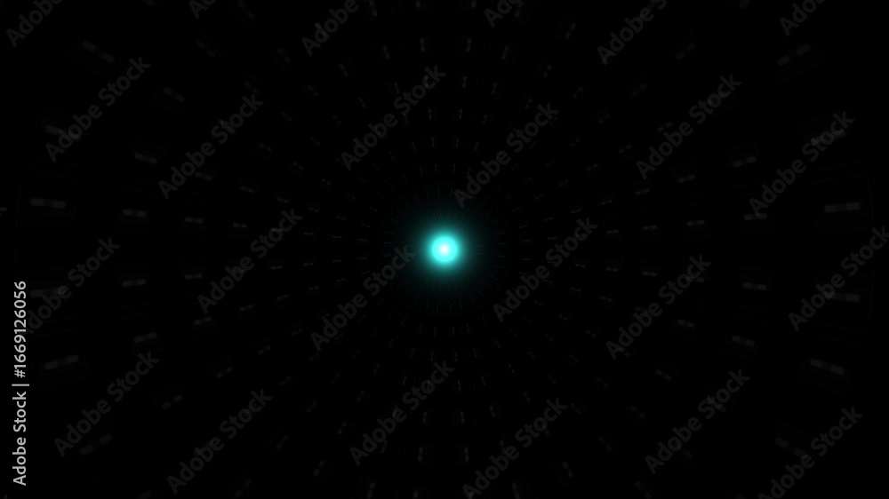 Aufkleber abstract glowing sphere with pulsating colors in a dark grid tunnel