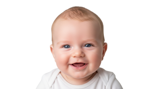 Smiling baby portrait cute baby face adorable infant happy child baby smile close up baby photography on transparent background