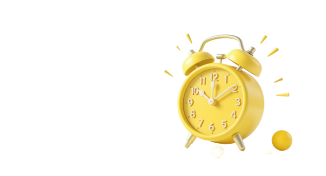 Yellow Alarm Clock with Abstract Elements Time Management Concept