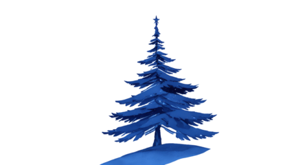 A Snowy Winter Scene with a Pine Tree