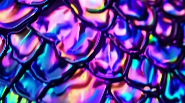 Mermaid Background Fish Scale Squama Pattern Holographic Neon Stained Glass Rainbow Scallop Texture