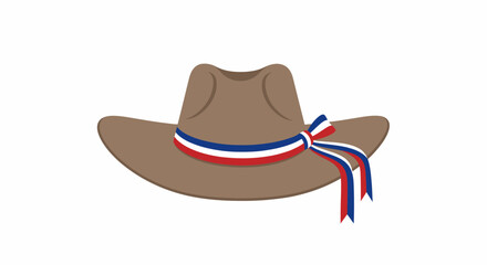 Elegant Cowboy Hat Illustration with Tricolor Ribbon - Versatile Design