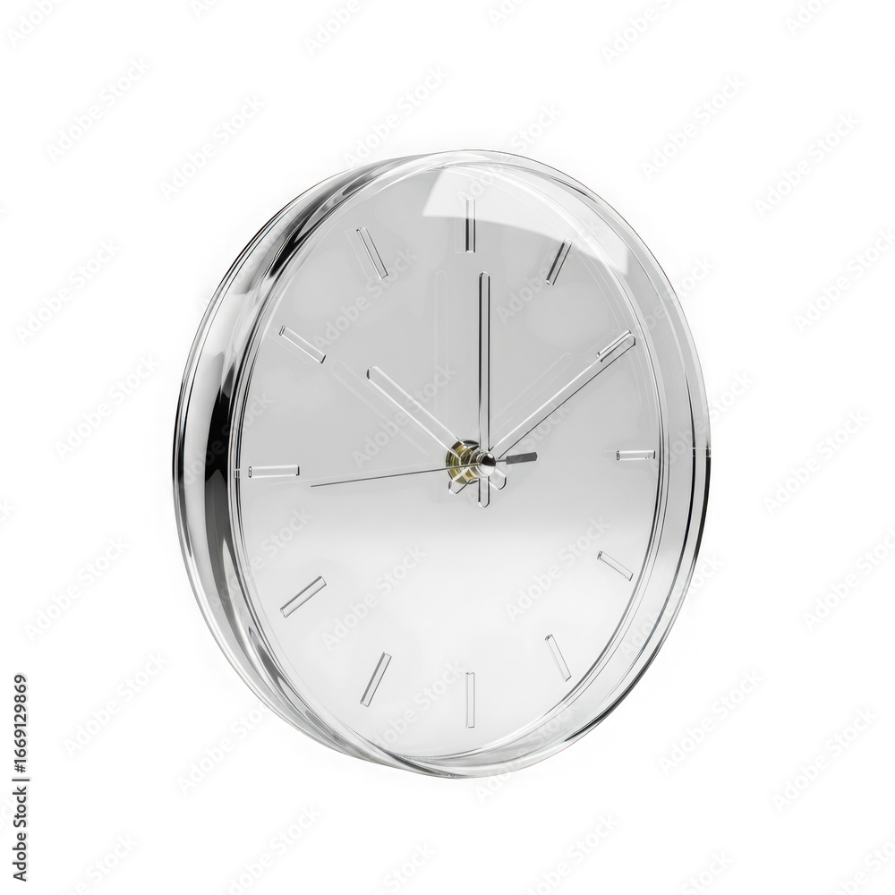Poster modern minimalist transparent wall clock with clean design isolated on transparent background