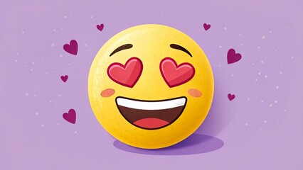 Smiling emoji face with heart eyes expressing love and happiness illustration

