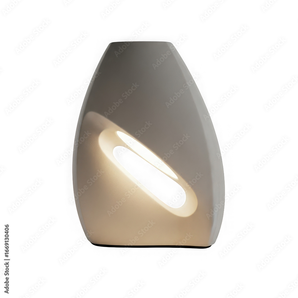 Poster modern abstract table lamp with a soft, warm glow, isolated on a transparent background
