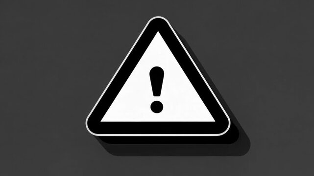 Caution symbol, notification emblem. Filled symbol applicable in various contexts, straightforward, precise and contemporary design