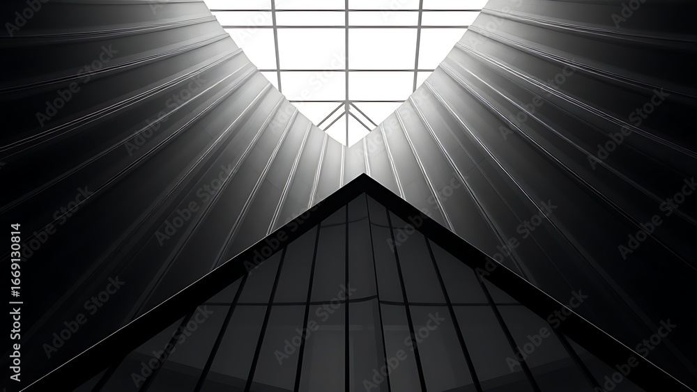Wall mural abstract geometric lines forming an architectural pattern, monochromatic gradient creating a modern 