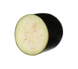 Half of raw eggplant isolated on white