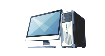 Digital Desktop Computer Illustration on White Background