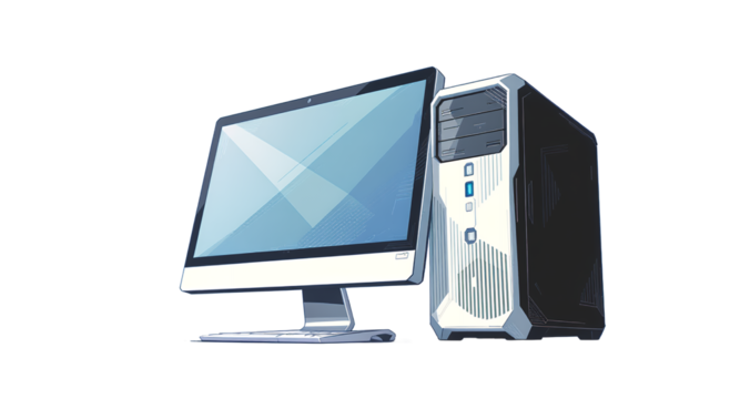 Digital Desktop Computer Illustration on White Background