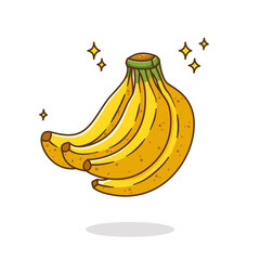 Banana icon. Vector illustration of a bunch of ripe yellow bananas, designed in a cartoon flat style, isolated on a white background.