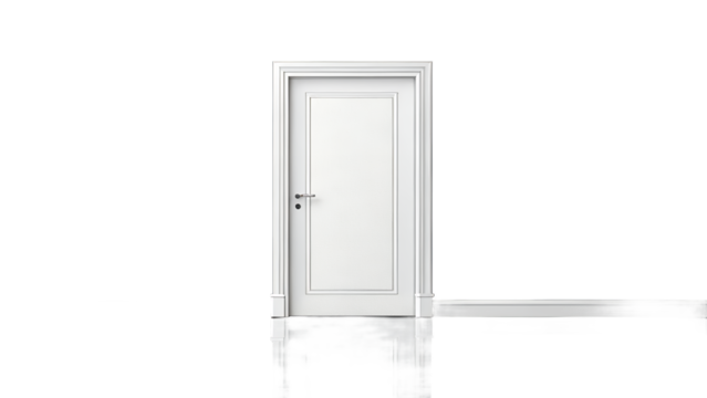 Doorway with White Door and Blue Wall