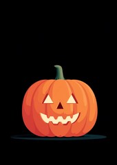 Obraz premium Bold Halloween Illustration of Jack-o’-Lantern on Right Side – Vintage Style with Black Background