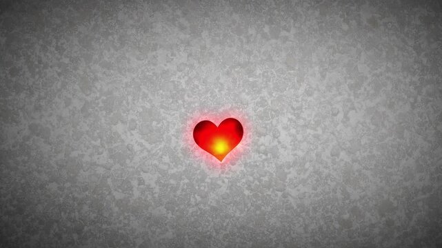 Aged Monochromatic Textured Wall Background with Single Crimson Heart Symbol for Romance