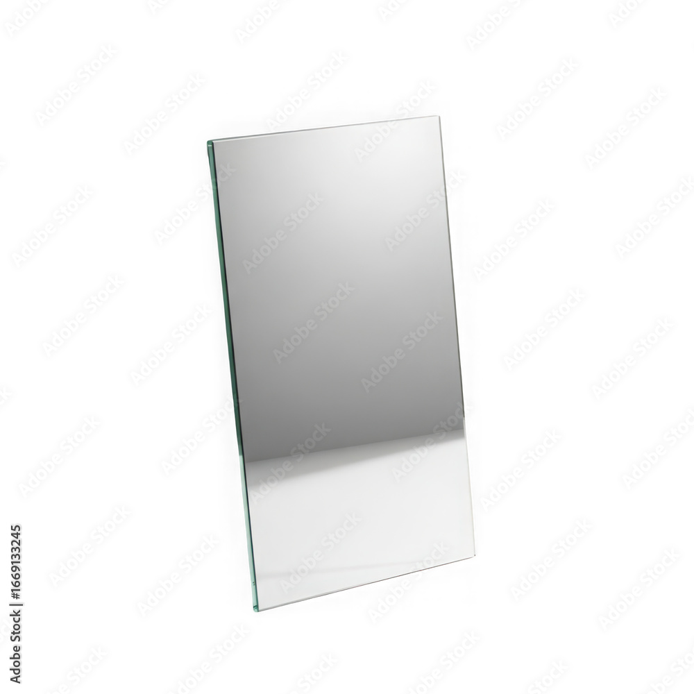 Poster a single rectangular mirror with a clean, reflective surface, isolated on a transparent background