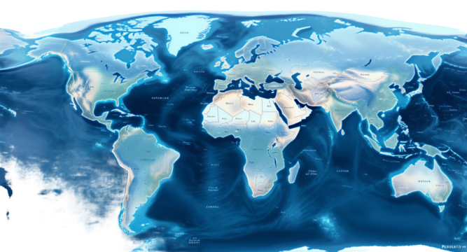 Global Map Illustration in Blue Tones