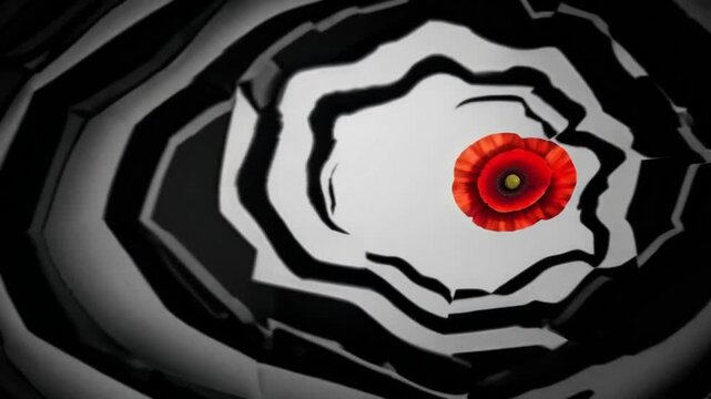 red poppy flower icon, symbolizing remembrance and memorial for fallen soldiers