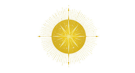 Golden Sunburst Design on White Background