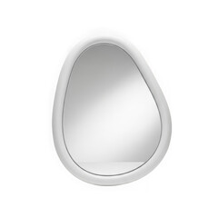 Obraz premium Modern oval wall mirror with a white frame, isolated on transparent background